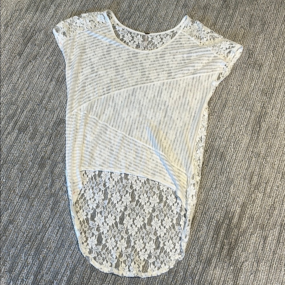 Free People white Lace Floral Top
